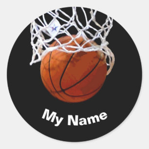 Sticker Rond Basketball Votre Nom Personnalisé