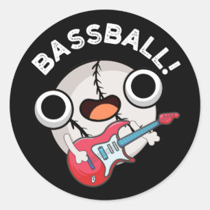 Sticker Rond Basse-ball drôle Baseball basse jeu de basse Dark 