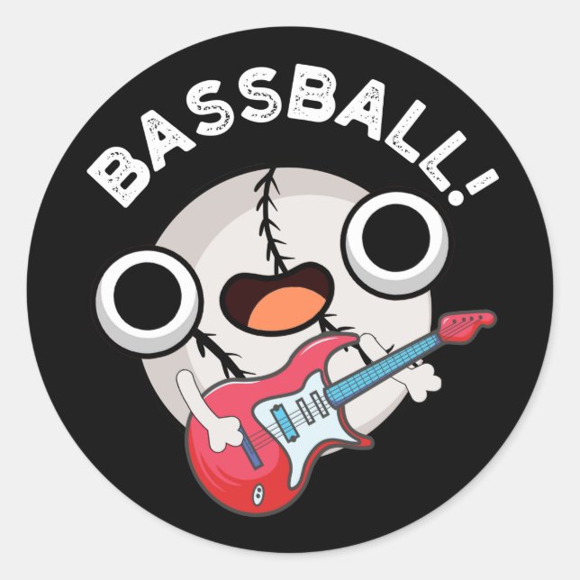 Sticker Rond Basse-ball drôle Baseball basse jeu de basse Dark  (Devant)