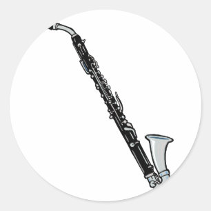 Sticker Rond Basse Clarinet Graphisme, juste le Clarinet