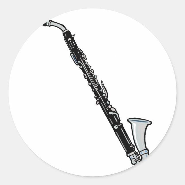 Sticker Rond Basse Clarinet Graphisme, juste le Clarinet (Devant)