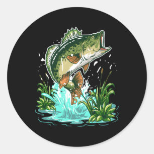 Sticker Rond Basse Fisher Grande Bouche Basse Pêche