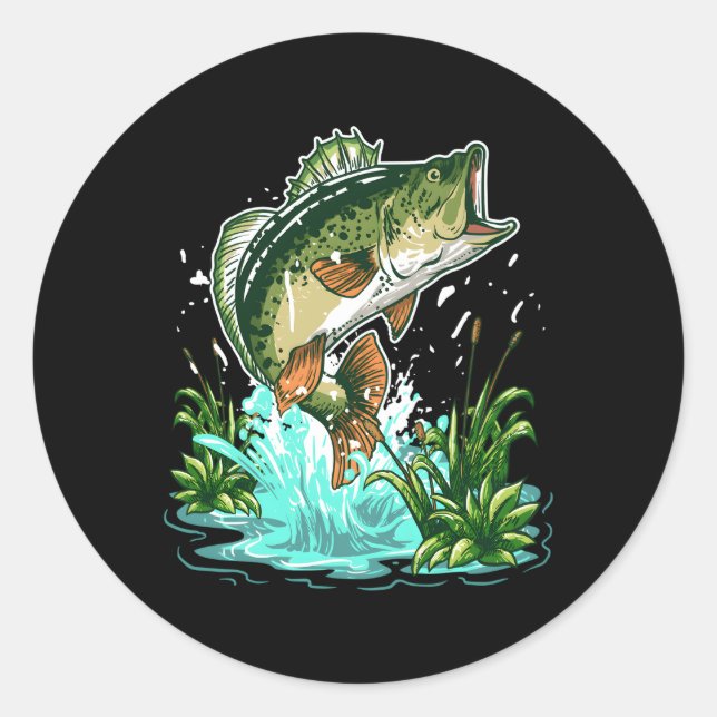 Sticker Rond Basse Fisher Grande Bouche Basse Pêche (Devant)