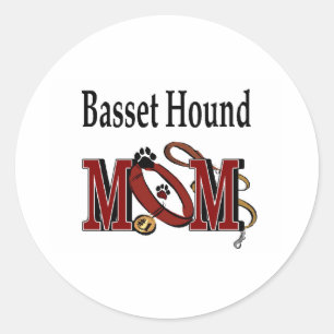 Sticker Rond Basset Hound Dog MOM