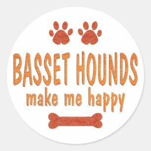 Sticker Rond Basset Hounds Me Rendre Heureux