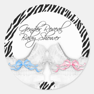 Sticker Rond Bassinets bleu rose Zèbre révélation de genre
