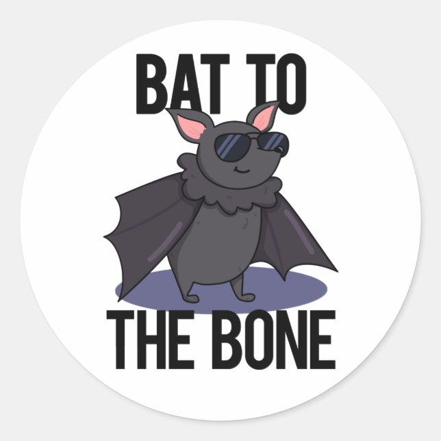 Sticker Rond Bat À L'Os Drôle Animal Pun (Devant)