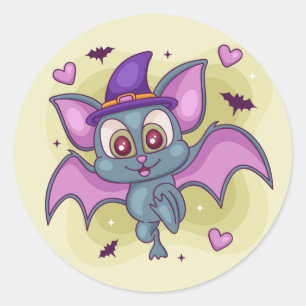 Sticker Rond Bat d'Halloween mignonne