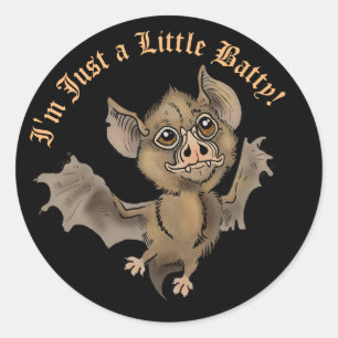 Sticker Rond Bat mignonne avec des fringues Je ne suis qu'un pe