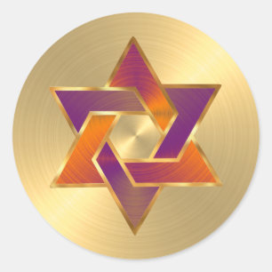 Sticker Rond Bat mitzvah orange violet étoile de David N'import