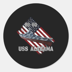 Sticker Rond Bataillon Uss Alabama Bb-60 &amp; Combat Warship