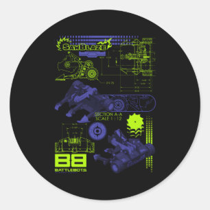 Sticker Rond Bataillons Sawblaze Schéma de bataille