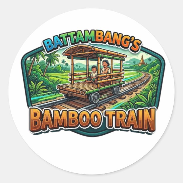 STICKER ROND BATAMBANG'S BAMBOO TRAIN (Devant)