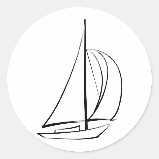 Sticker Rond Bateau à balai noir (Devant)