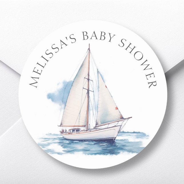 Sticker Rond Bateau à voile Baby shower Faveur (Créateur téléchargé)