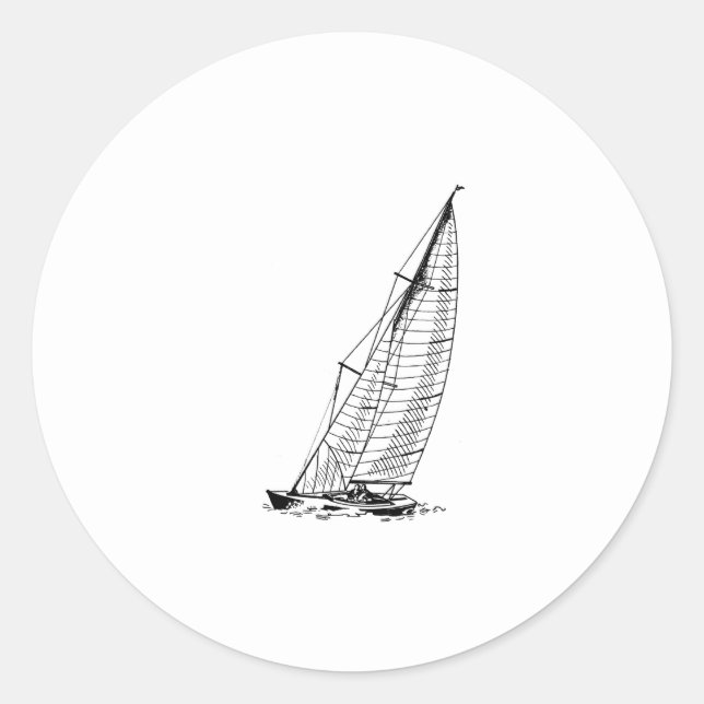 Sticker Rond Bateau à voile Sloop (Devant)