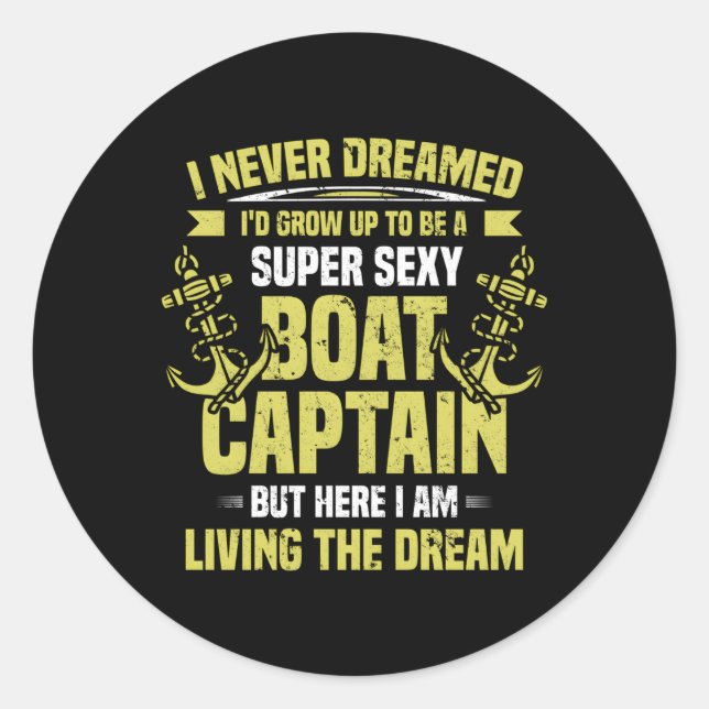 Sticker Rond Bateau à voile Super Boat Captain (Devant)
