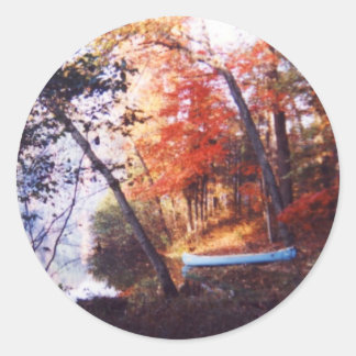 Sticker Rond Bateau bleu