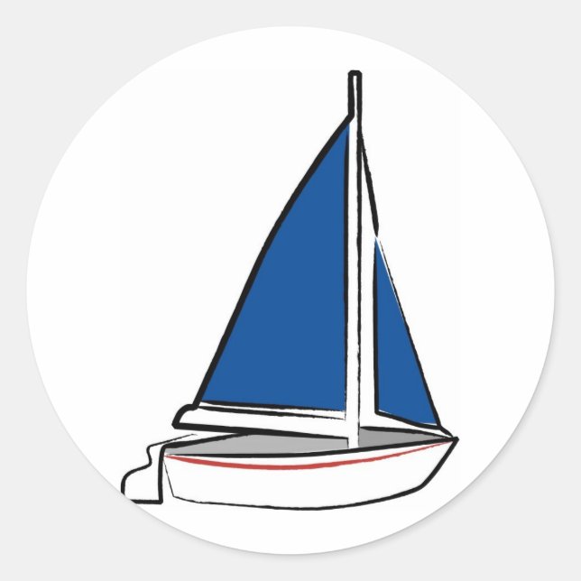 Sticker Rond Bateau Brosse à voile bleu (Devant)