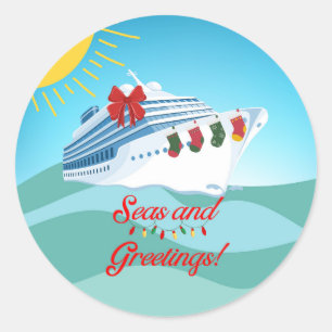 Sticker Rond Bateau de croisière festif