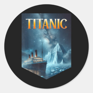 Sticker Rond Bateau de croisière Titanic Iceberg 1912 Rms Voyag