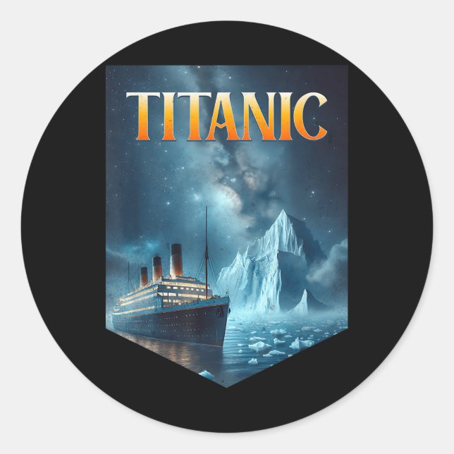 Sticker Rond Bateau de croisière Titanic Iceberg 1912 Rms Voyag (Devant)