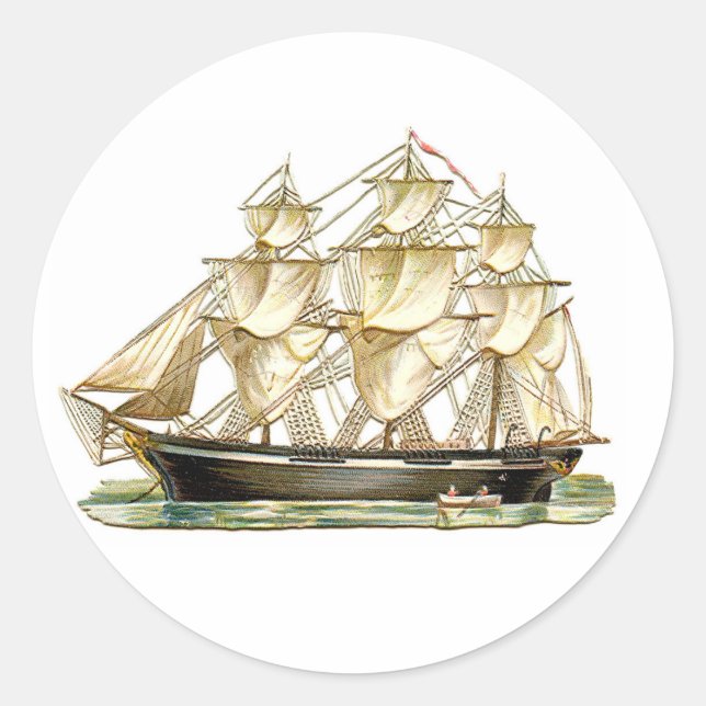 Sticker Rond Bateau de grande taille classique (Devant)