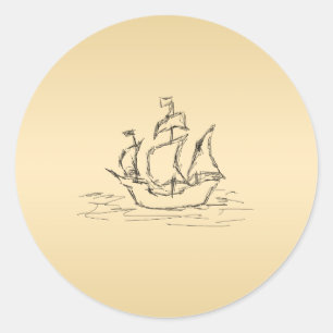 Sticker Rond Bateau de pirate