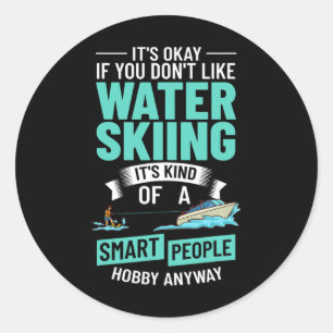 Sticker Rond Bateau de ski nautique Planche pour débutant Skieu