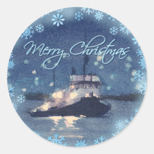 Sticker Rond BATEAU de TRACTION SUBITE de JOYEUX NOËL par