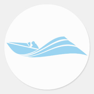 Sticker Rond Bateau de vitesse de bleus layette