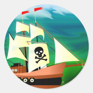 Sticker Rond Bateau pirate