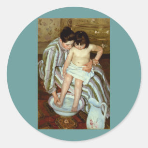 Sticker Rond Bath de l'enfant de Mary Cassatt (circa 1892)