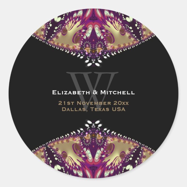 Sticker Rond Batik Moderne Violet Or (Devant)