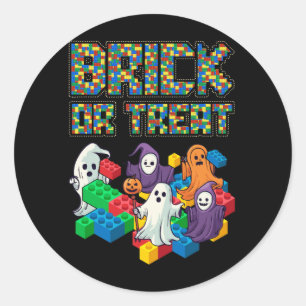 Sticker Rond Bâtiment De Bâtiment Halloween Brick Ou Treat Kids