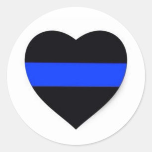 STICKER ROND BÂTIMENT DE COEUR EN LIGNE BLEUE MINCE