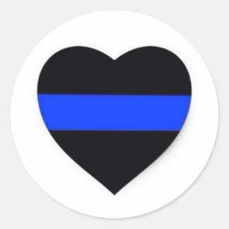 STICKER ROND BÂTIMENT DE COEUR EN LIGNE BLEUE MINCE