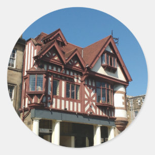 Sticker Rond Bâtiment en chêne Tudor, Edimbourg, Ecosse