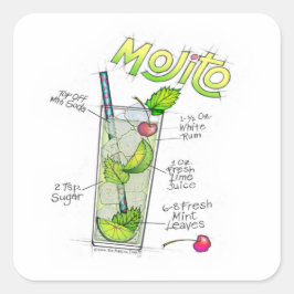 STICKER ROND BÂTIMENTS - MOJITO RECEPE COCKTAIL ART