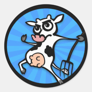 STICKER ROND BÂTISSEURS RONDS GRAPHIQUES DE VACHE LAITIÈRE EN C