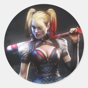Sticker Rond Batman Arkham Knight   Harley Quinn avec chauve-so