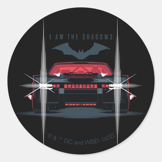 Sticker Rond Batman Batmobile - Je Suis L'Ombre (Devant)