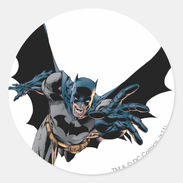 Sticker Rond Batman hurle et lance des lunettes (Devant)
