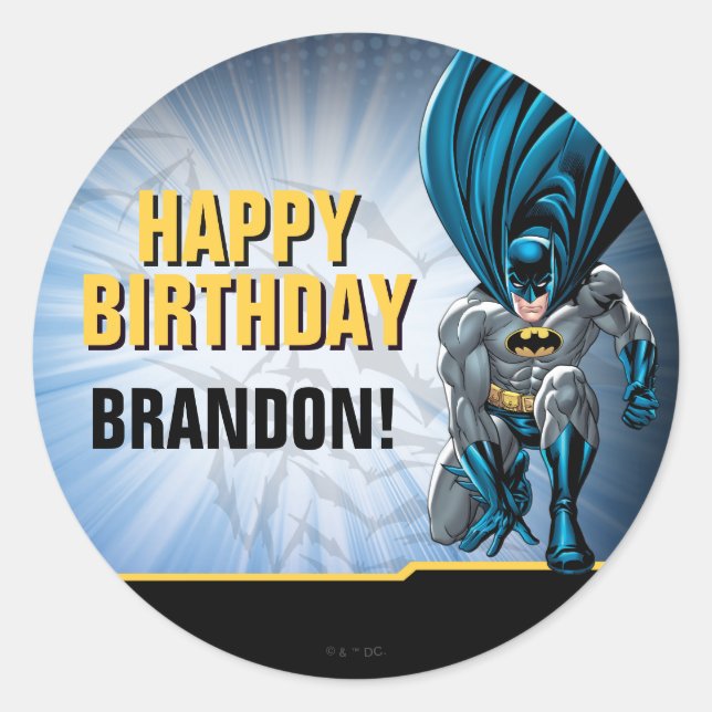 Sticker Rond Batman | Joyeux anniversaire (Devant)