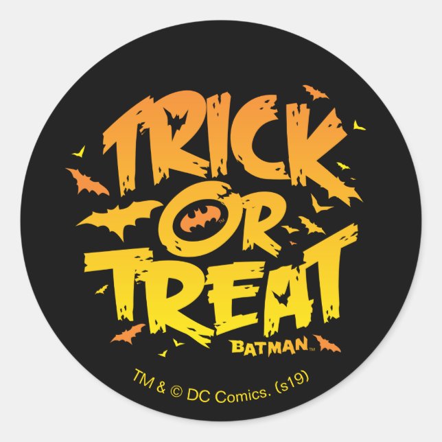 Sticker Rond Batman | Tricoter ou traiter (Devant)
