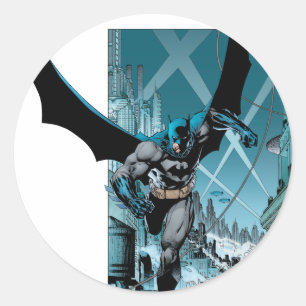 Sticker Rond Batman with city background