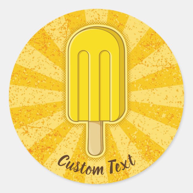 Sticker Rond Bâton à crème glacée citron (Devant)