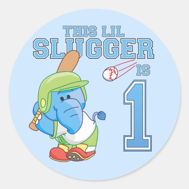 Sticker Rond Bâton classique de base-ball 1er anniversaire Elep (Devant)
