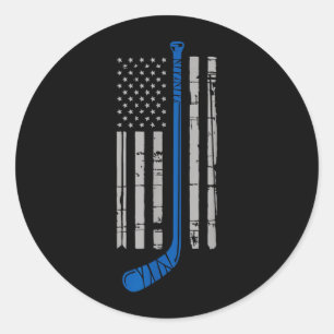 Sticker Rond Bâton de hockey drapeau américain