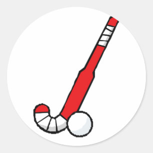 Sticker Rond Bâton de hockey rouge de champ
